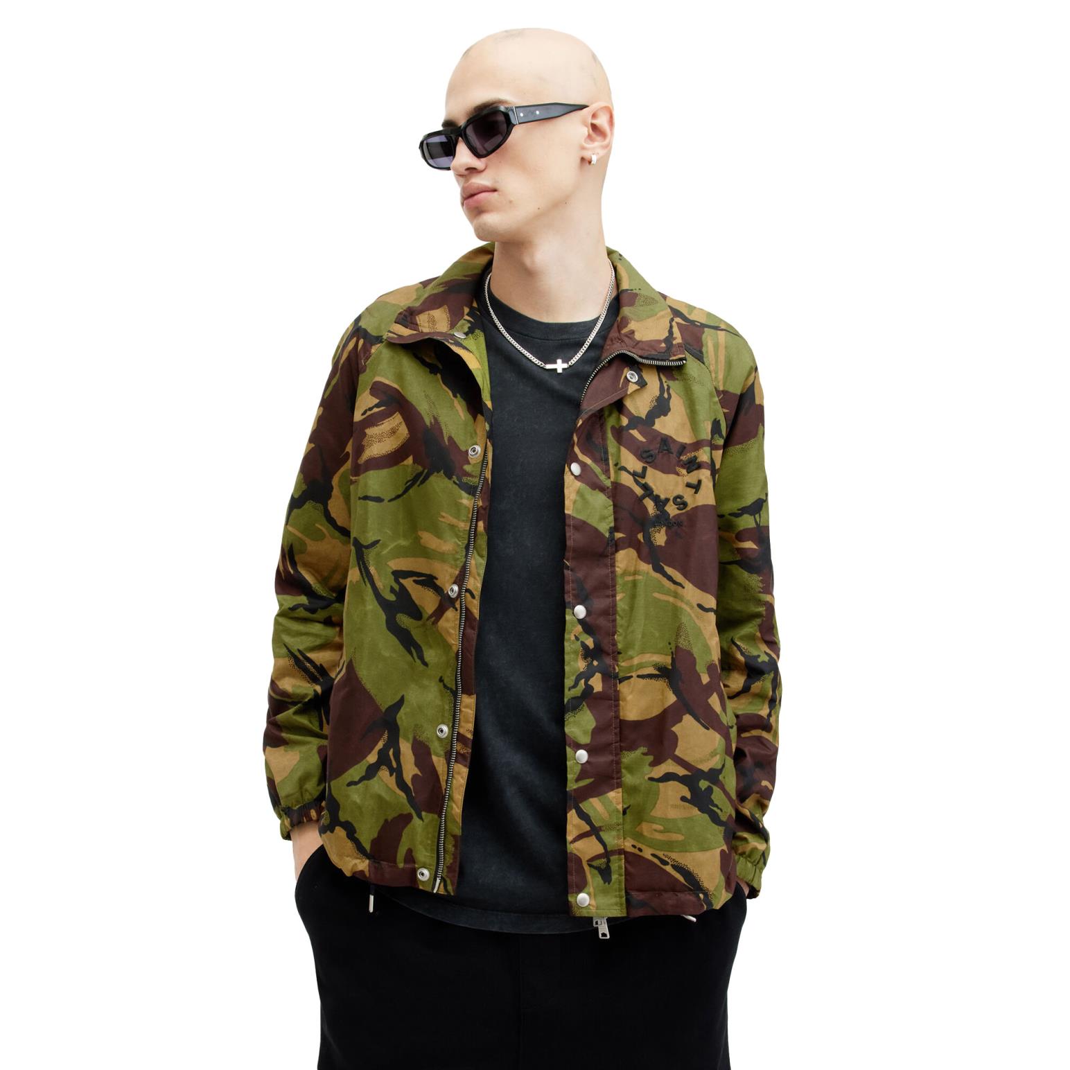 AllSaints Tierra Logo Camouflage Track Jacket